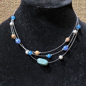 Maurices Blue and Silver Beaded Necklace